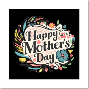 Happy mothers day, fun flowers vintage print shirt Posters and Art